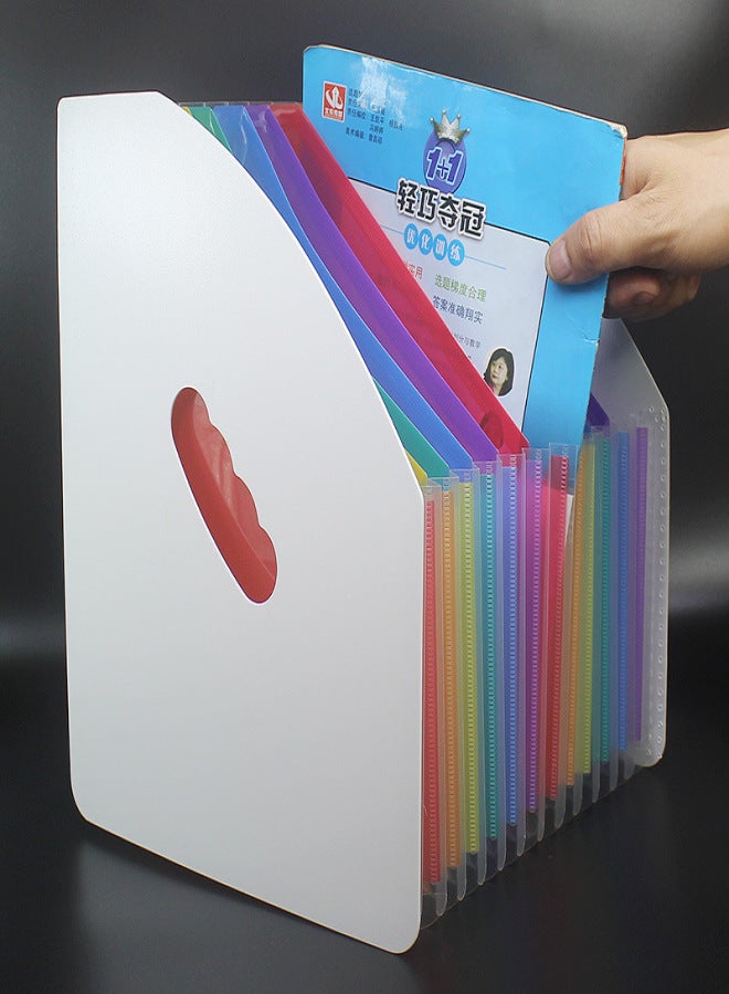 Second change file basket rainbow mini standing A4 organ clip student test paper storage clip 13-layer data management clip White Noodles (Rainbow Inside) - Image 2
