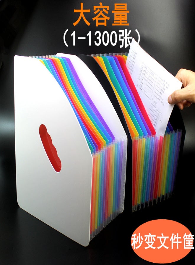 Second change file basket rainbow mini standing A4 organ clip student test paper storage clip 13-layer data management clip White Noodles (Rainbow Inside) - Image 4