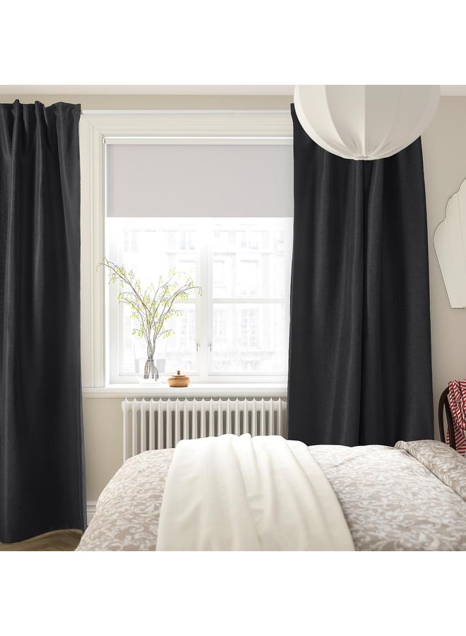 Zaboon Room darkening curtains, 1 pair, with heading tape/anthracite, 145x300 cm - Image 2