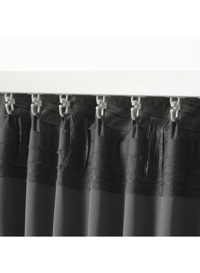 Zaboon Room darkening curtains, 1 pair, with heading tape/anthracite, 145x300 cm - Image 4