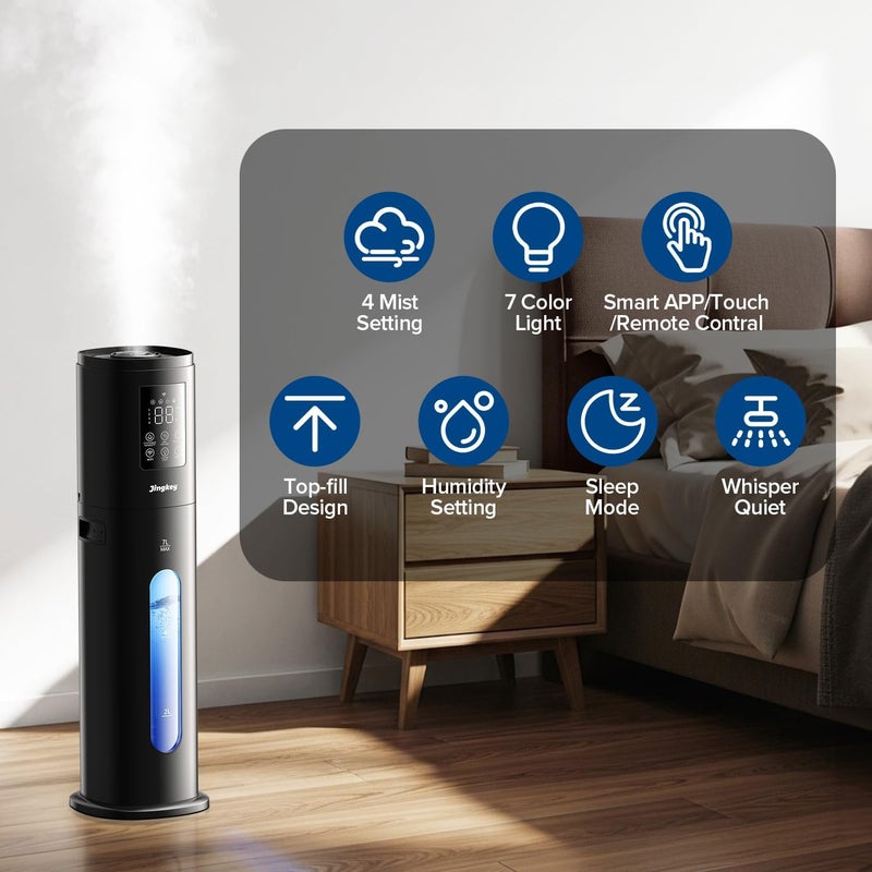 Jingkey 7L Smart Humidifier with App Control, Remote, and 4 Mist Levels - Image 4