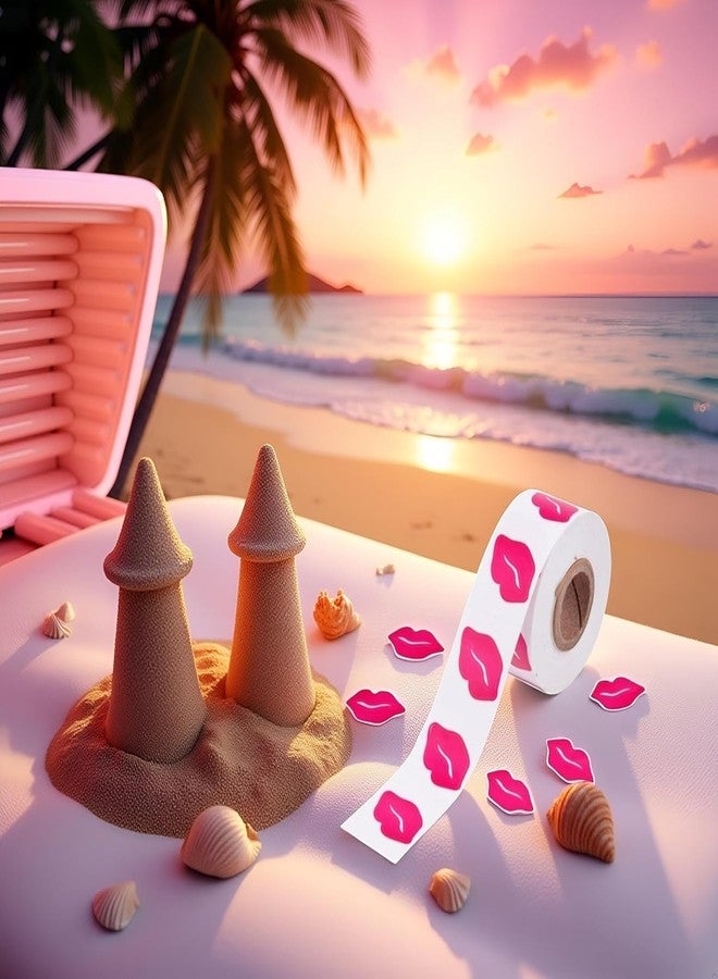 Mozff 2 Roll 500pcs Tanning Stickers, Pink Lip Print Tannings Bed Lip Sticker Self Adhesive Sunbathing,Removable Sun Tan Sticker Perforated Tanning Body,Decals Nail Art Stickers and Decals - Image 4