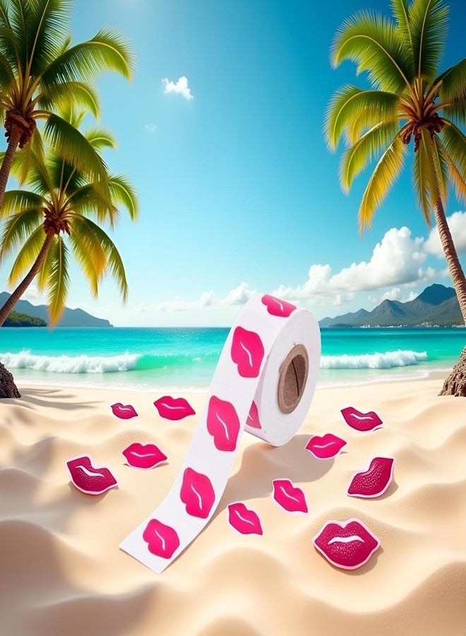Mozff 2 Roll 500pcs Tanning Stickers, Pink Lip Print Tannings Bed Lip Sticker Self Adhesive Sunbathing,Removable Sun Tan Sticker Perforated Tanning Body,Decals Nail Art Stickers and Decals - Image 2