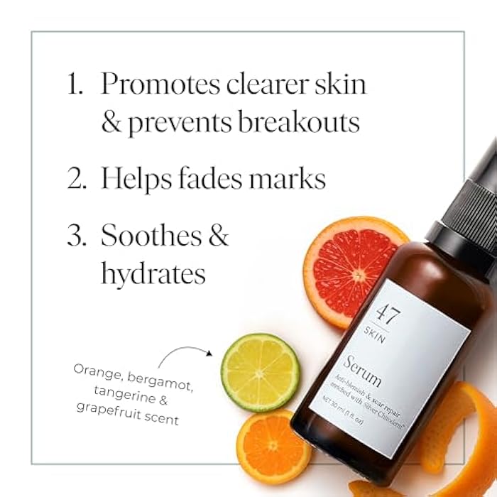 47 Skin 47 سكين | سيروم مرطب للوجه مع شيتوديرم الفضي لجميع أنواع البشرة | Clears حب الشباب، يمنع ويعالج البثور والعيوب، يصلح الندوب | يرطب ويغذي لبشرة ناعمة | 15 مل - Image 3