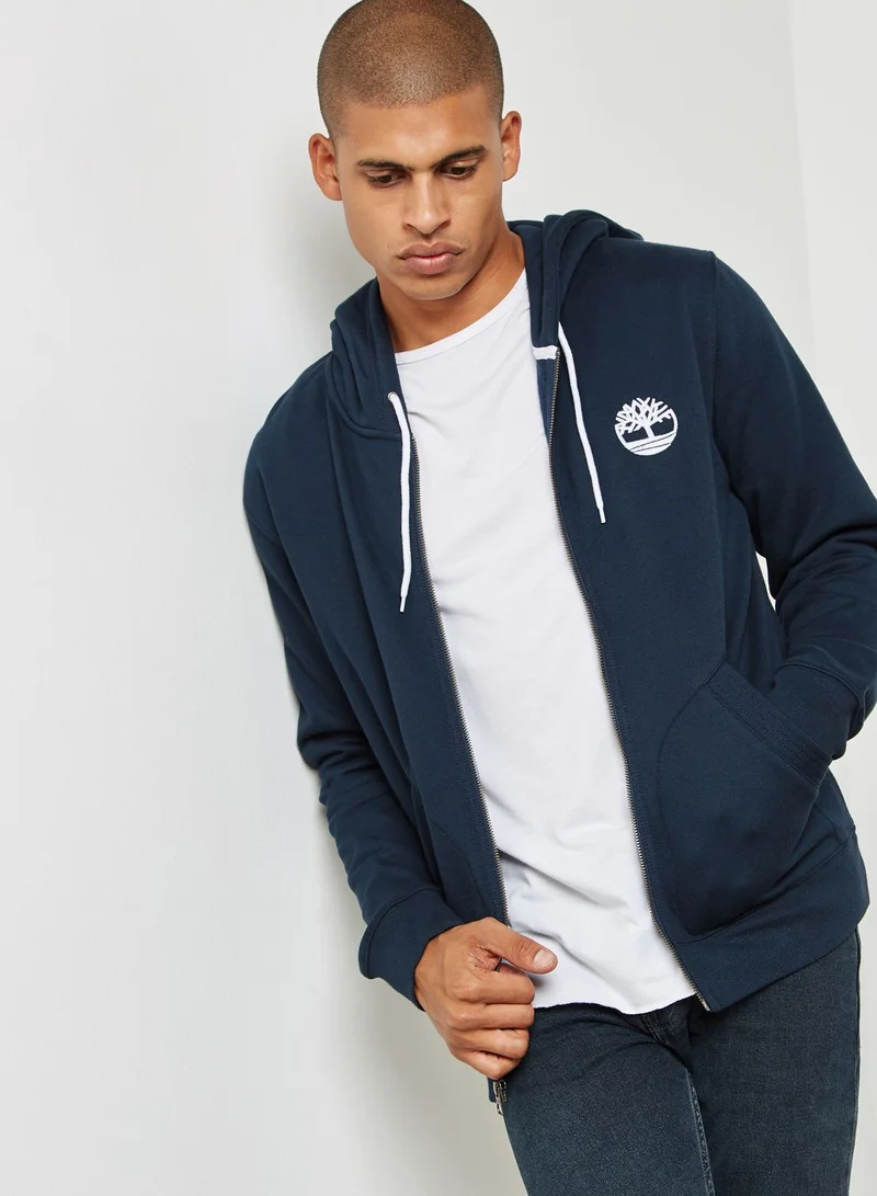 Timberland Logo Zip Through Hoodie