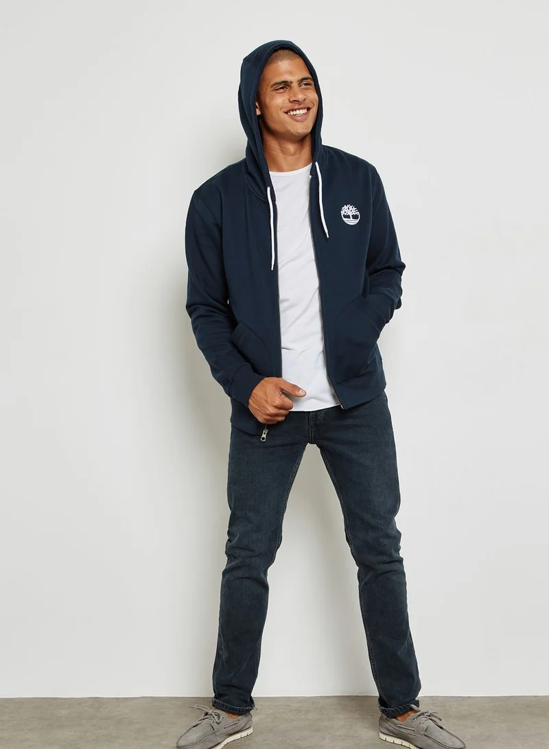 Timberland Logo Zip Through Hoodie