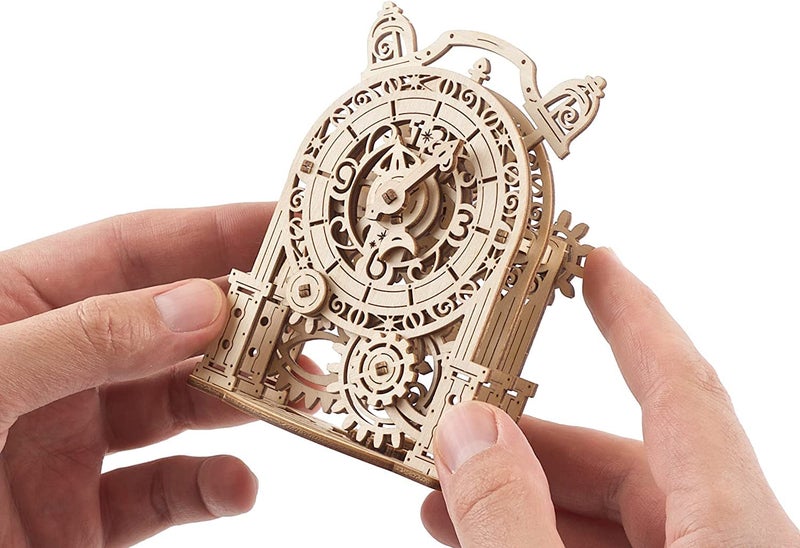 UGEARS Vintage Alarm Clock 3D Puzzle - Wooden Model Kit for Adults to Build - Mechanical Model Desk Clock Making Kit - 3D Jigsaw Puzzle Wood Toy Clock - DIY Brain Teaser Puzzle Construction Set - Image 3