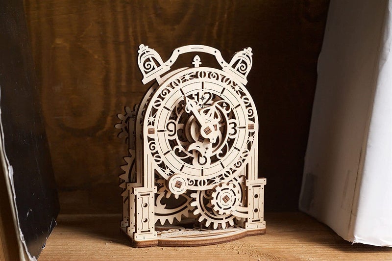 UGEARS Vintage Alarm Clock 3D Puzzle - Wooden Model Kit for Adults to Build - Mechanical Model Desk Clock Making Kit - 3D Jigsaw Puzzle Wood Toy Clock - DIY Brain Teaser Puzzle Construction Set - Image 5