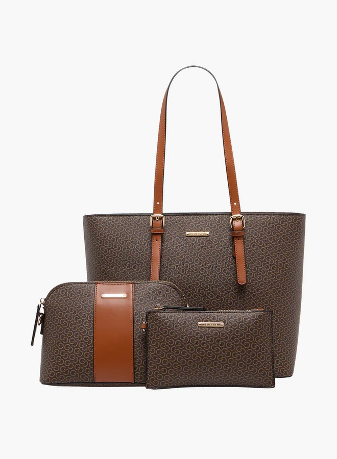 Celeste 3-Piece Monogram Print Bag Set