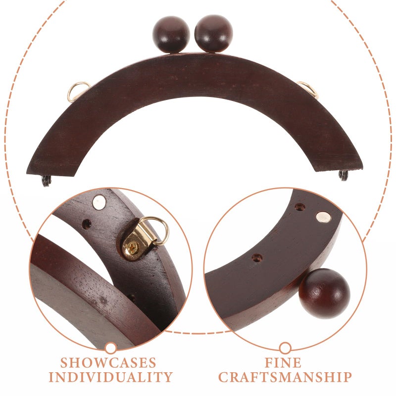 Wooden Purse Handle Replacement 16X6Cm Coffee Color DIY Handbag Craft Accessories - Image 5
