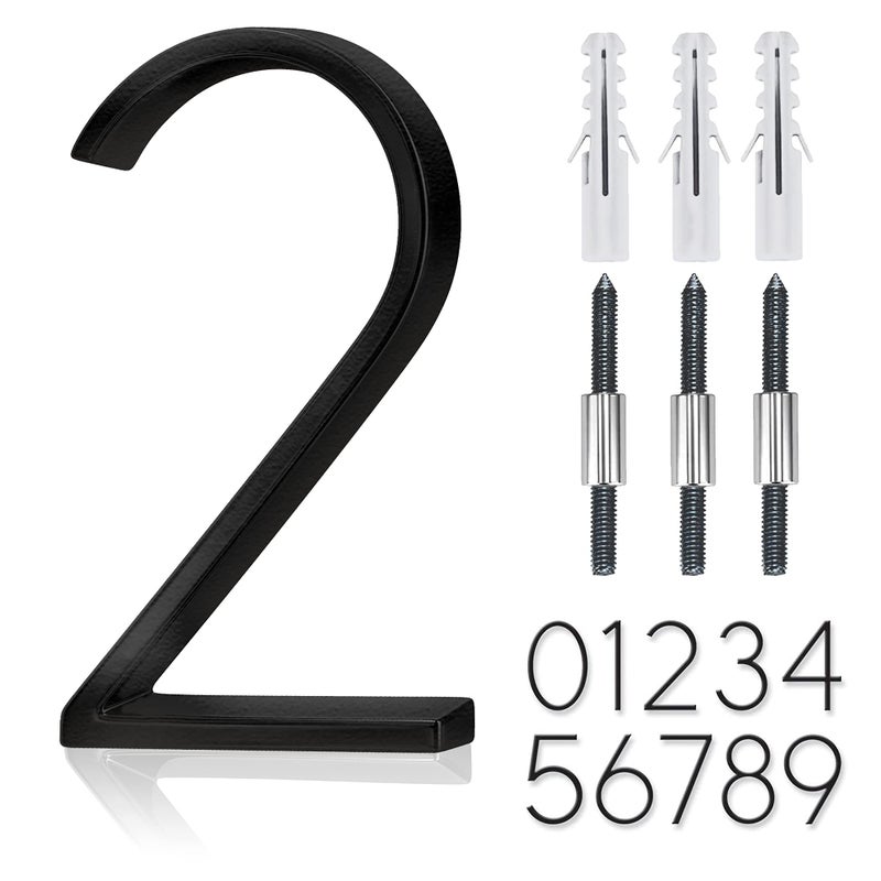 5 Stainless Steel Floating House Number Metal Modern House Numbers Garden Door Mailbox Decor Number with Nail Kit Coated Black 911 Visibility Signage 2