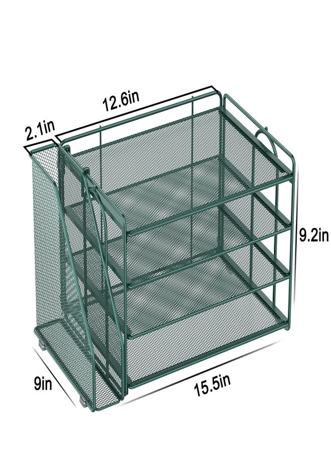 Spacrea Desk Organizers and Accessories, Paper Organizer for Desk with File Organizer, Desk Accessories & Workspace Organizers for Office Supplies (Dark Green) - Image 5