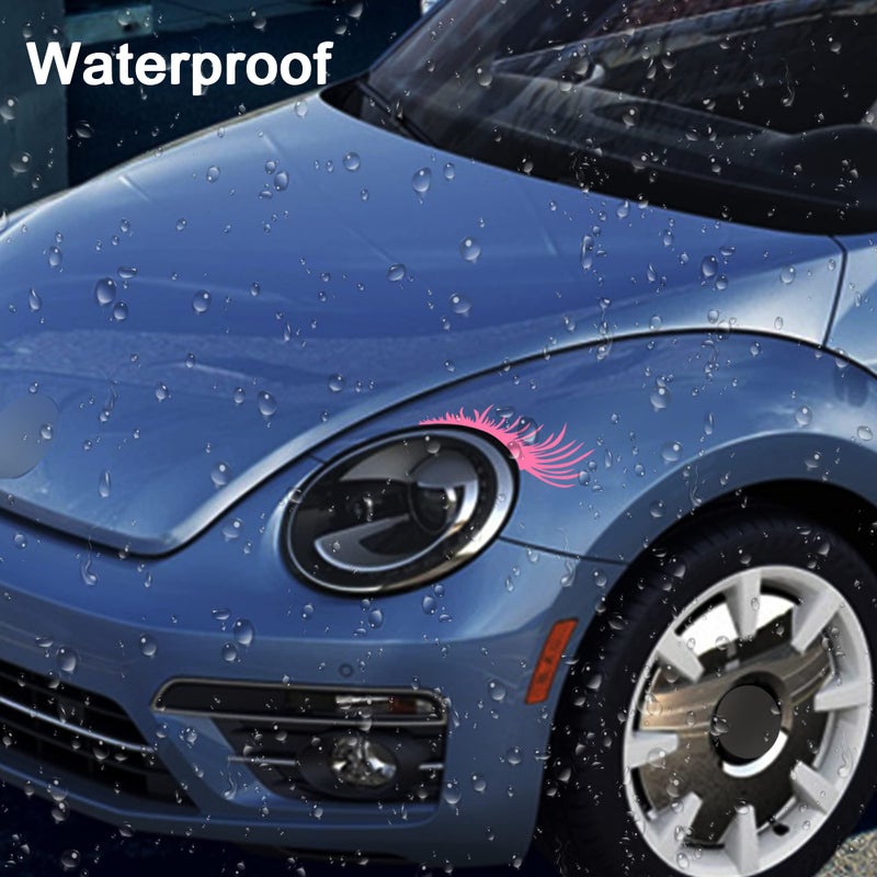 TOMALL 2Pcs Car Headlight Eyelashes Vinyl Stickers Waterproof Personality Cute Decoration Fake Eyelash Decals for Car Truck Headlamp Headlight (Pink) - Image 4