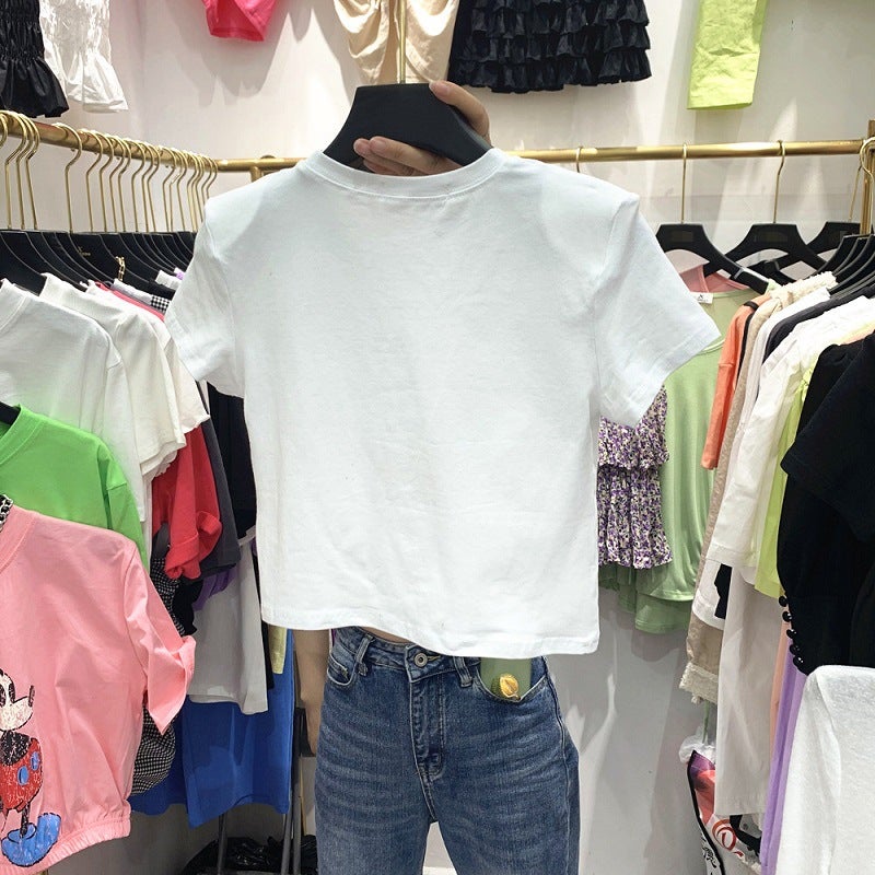 Black Short-Sleeve T-Shirt for Women, Trendy on Instagram, Summer 2025 New Style, Korean Version, High-Waisted, Cropped, Student Short Top, Fashionable - Image 5