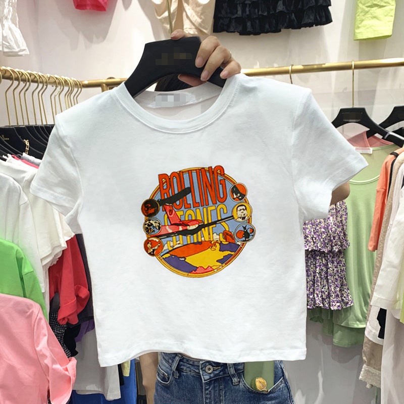 Black Short-Sleeve T-Shirt for Women, Trendy on Instagram, Summer 2025 New Style, Korean Version, High-Waisted, Cropped, Student Short Top, Fashionable - Image 1
