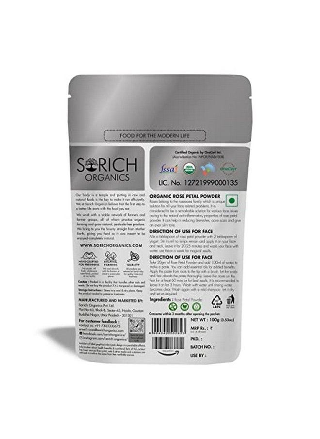 Sorich Organics Usda Organic Rose Petal Powder For Glowing Skin 100 Gm Face Pack Mask For Fairness  - Image 5