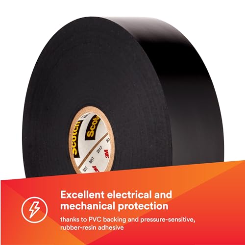 3M Scotch Vinyl Electrical Tape Super 88, 3/4 in x 44 ft, Black, 1 roll, Premium Grade, Rubber Resin Adhesive, PVC Backing, All-Season Heavy Duty Electric Tape - Image 2