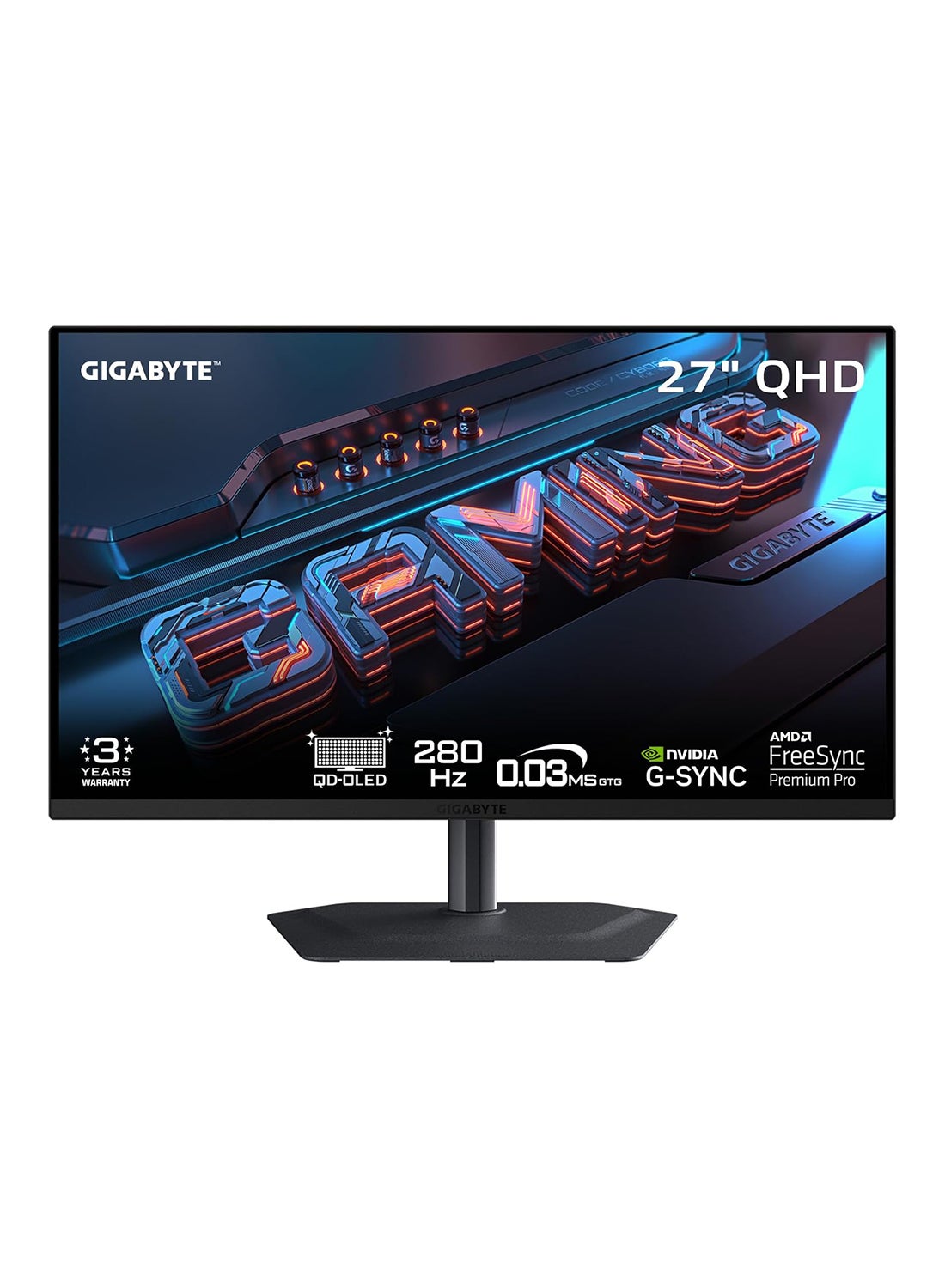 MO27Q2A, 27'' QD-OLED Gaming Monitor, 2K QHD 1440p, 280Hz, 0.03ms, HDR400 True Black, FreeSync, G-Sync Compatible, AI OLED Care, Gaming Monitor Black
