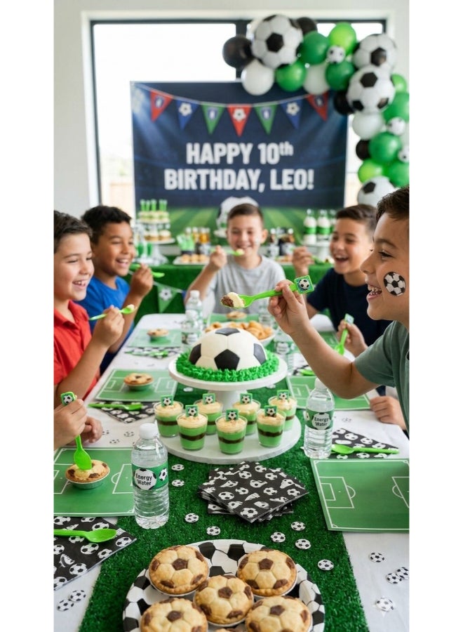 Toyland Football Theme Plastic Spoons – 6 Pcs Set, Green Disposable Party Spoons with Soccer Design - Image 3