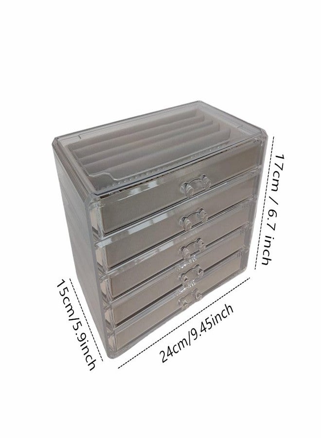 Jilukibo Clear Necklace Holder Organizer, 5-Layer Dustproof Acrylic Pendant Display Storage Case with Lid, Velvet Jewelry Box with Adjustable 25 Compartments, Necklace Tray Drawer for Earring Chains (Beige) - Image 2