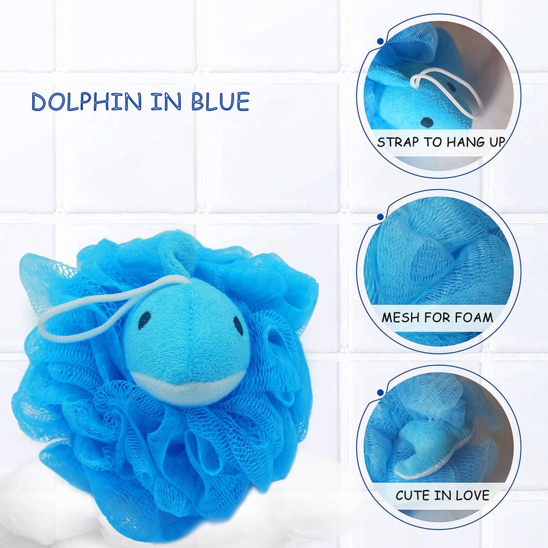 Bleu Bath (4 Pack) Lovely Animal Design Kids Exfoliating Bath Scrubber Body Scrubber Shower Ball for Baby Toddler Kids Gentle Exfoliating Bath Sponge Loofah Pouf in Colorful Design - Image 5