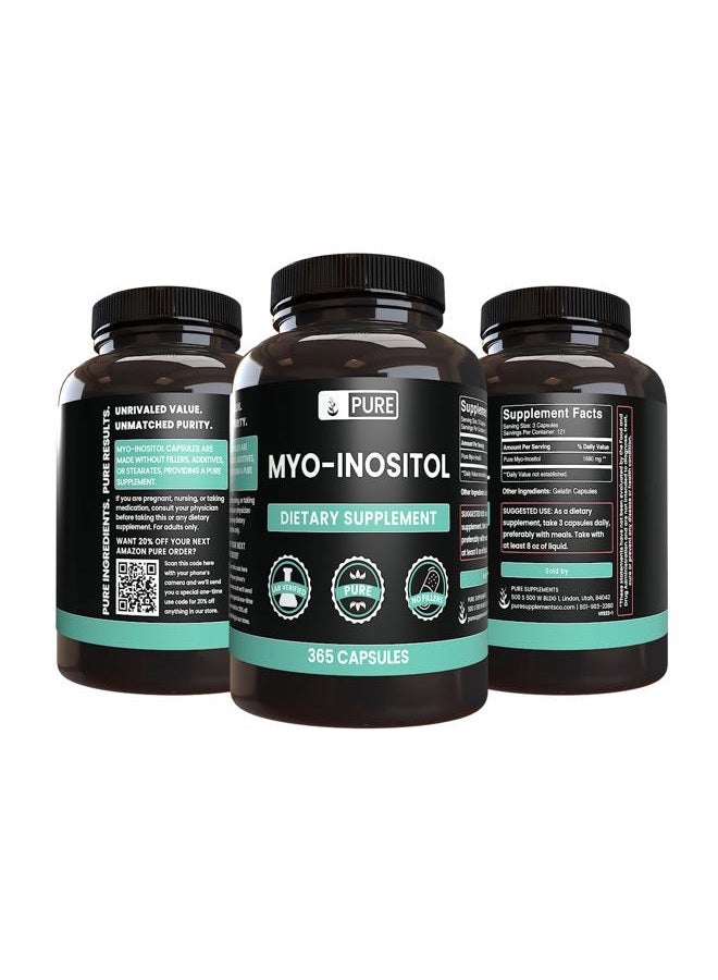 PURE ORIGINAL INGREDIENTS مايو إينوزيتول (365 كبسولة) بدون مغنيسيوم أو مواد مالئة من الأرز، دائمًا نقي، مختبر موثق - Image 4