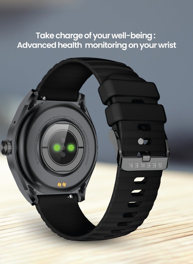 Seeken Gravity Next Gen 2 Smart Watch | Smart Watches for Men | Watches for Women | Bluetooth Calling & Health Monitoring | 1.38" TFT Display | IP67 Waterproof | Long Battery Life | Black - Image 2