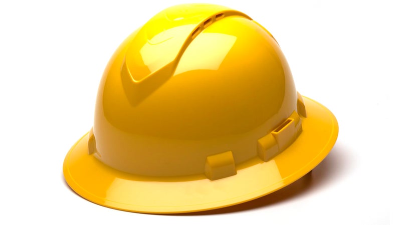 Ridgeline Pyramex Ridgeline Full Brim Hard Hat 4 Point Ratchet Vented Yellow - Image 3