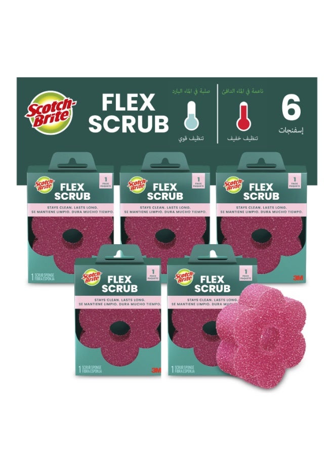 Scotch Brite Scotch-Brite® Flex Scrub, Pink, Non-Scratch Dish Sponge with Flexible Shape, 1/Pack, EN/ES/PT/AR - Image 4