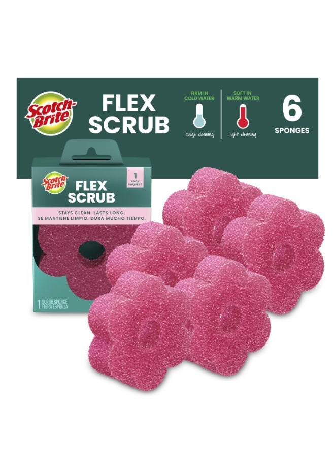 Scotch Brite Scotch-Brite® Flex Scrub, Pink, Non-Scratch Dish Sponge with Flexible Shape, 1/Pack, EN/ES/PT/AR - Image 2