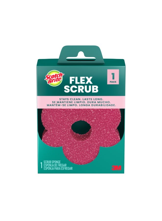 Scotch Brite Scotch-Brite® Flex Scrub, Pink, Non-Scratch Dish Sponge with Flexible Shape, 1/Pack, EN/ES/PT/AR - Image 1