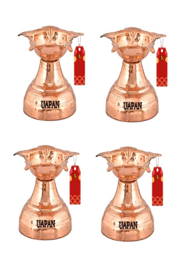 UAPAN Copper panchmukhi Diya for Puja, Temple, Home and Office(Copper Diya Pack of 4) - Image 1