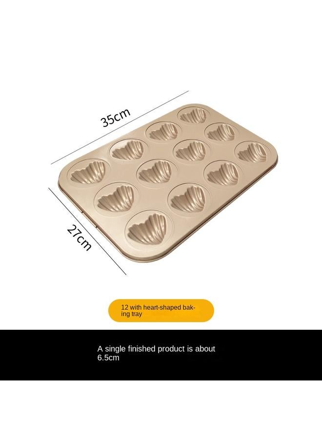 Bluejw Export Foreign Trade 12 Even Madeleine Cake Mold Golden Non-stick Long Shell Mold Household Oven Worker Lingxing - Image 1