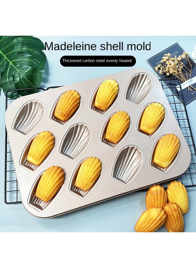 Bluejw Export Foreign Trade 12 Even Madeleine Cake Mold Golden Non-stick Long Shell Mold Household Oven Worker Lingxing - Image 2