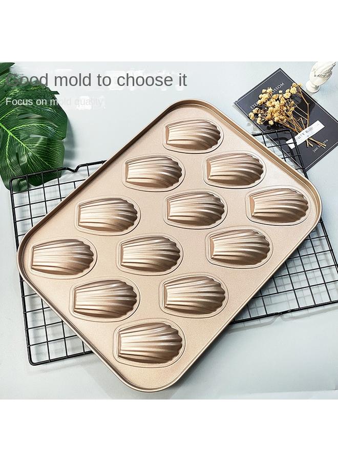 Bluejw Export Foreign Trade 12 Even Madeleine Cake Mold Golden Non-stick Long Shell Mold Household Oven Worker Lingxing - Image 4