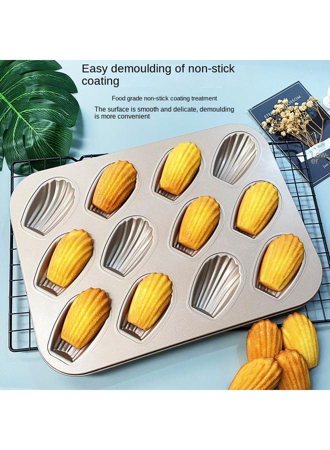 Bluejw Export Foreign Trade 12 Even Madeleine Cake Mold Golden Non-stick Long Shell Mold Household Oven Worker Lingxing - Image 5