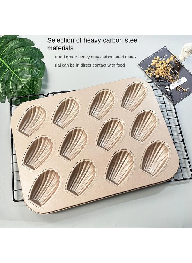Bluejw Export Foreign Trade 12 Even Madeleine Cake Mold Golden Non-stick Long Shell Mold Household Oven Worker Lingxing - Image 3