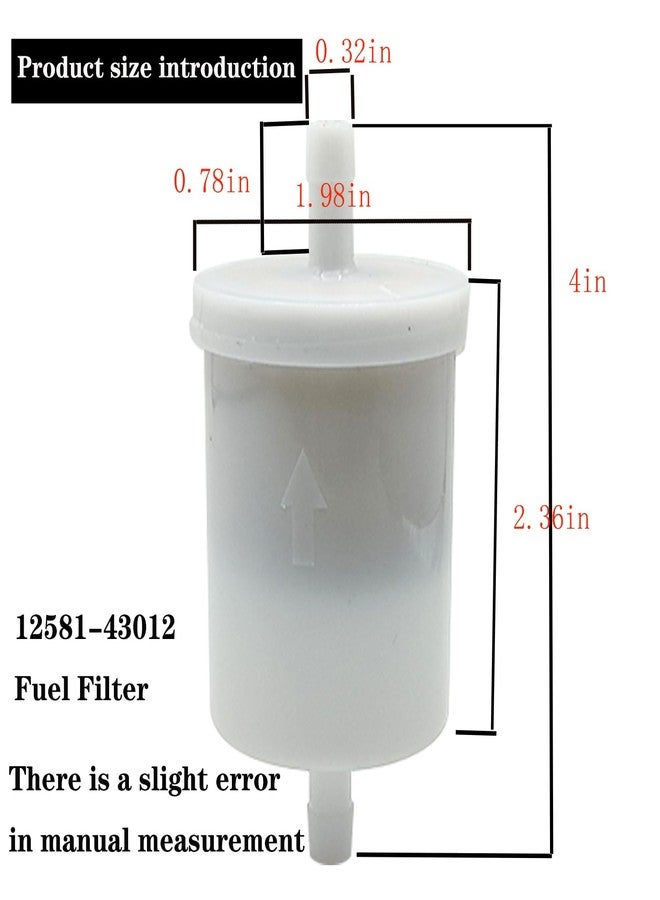 Liofairy 12581-43012 Fuel Filter For Kubota 13351-43010 12581-43010 12691-43010 Inline Diesel Gasoline Fuel Filter For Kubota BX2660 BX24D BX25 BX2660D BX2670 BX2350 BX2200 BX2230 ZD25 Lawn Mowers(2 pack) - Image 3