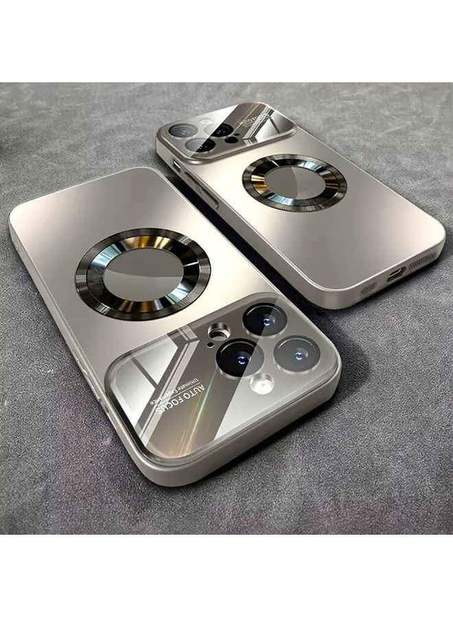 علبة شحن لاسلكي مغناطيسية لجهاز iPhone 16 Pro Max، التيتانيوم الأزرق، نافذة زجاجية، خلفية غير لامعة مقاومة للصدمات - Image 1