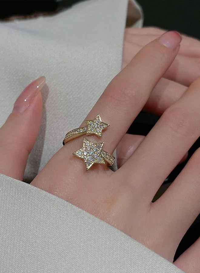 Gold Tone Star Design Ring