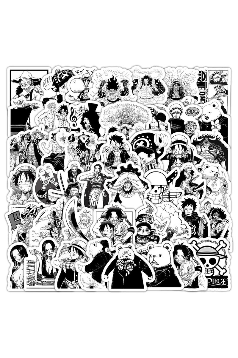 إيروريكس DMTZ833-100 قطعة، 100 قطعة من ملصقات كرتونية بالأبيض والأسود من ون بيس، مناسبة لألعاب الأطفال، وحقائب السفر، وأجهزة الكمبيوتر المحمولة.