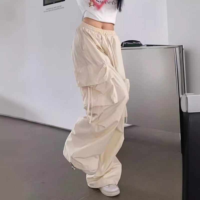American Retro Women's High Waist Wide Leg Casual Pants – Loose Fit Trousers with Pockets - Image 3