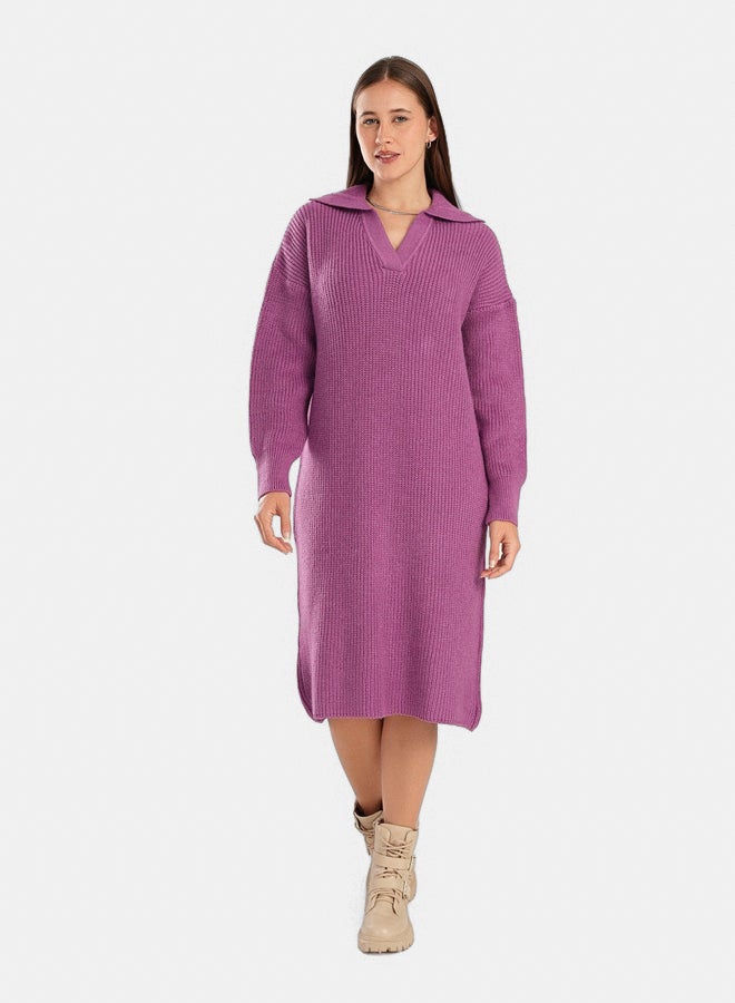 Clue Collared V-Neck Dress - Image 1