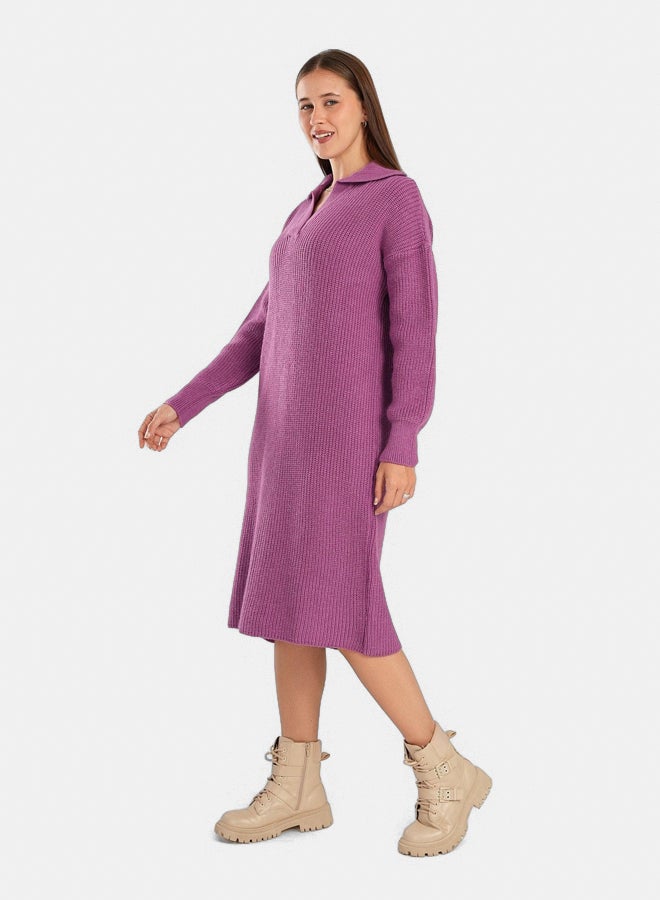 Clue Collared V-Neck Dress - Image 2