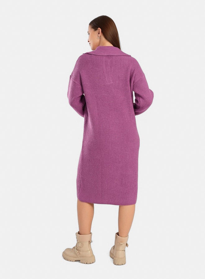 Clue Collared V-Neck Dress - Image 3