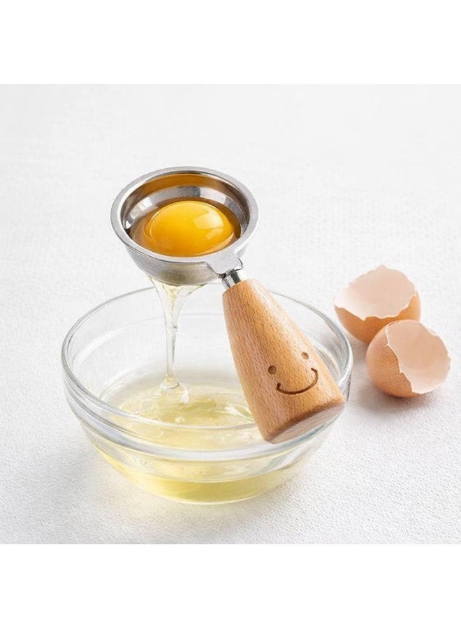 Stainless Steel Egg Yolk Separator with Wooden Handle - Image 2