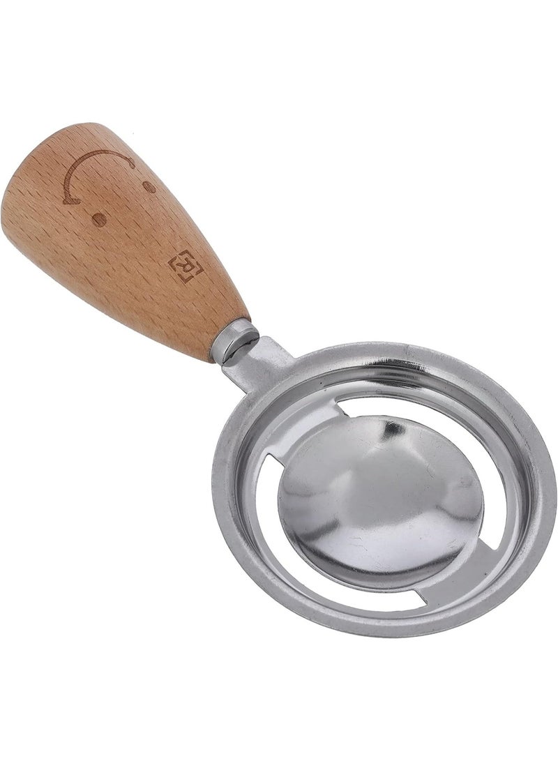 Stainless Steel Egg Yolk Separator with Wooden Handle - Image 1