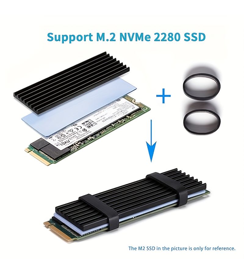 مبدد حراري من الألومنيوم الذهبي لقرص SSD M.2 NVMe 2280 مع وسادة حرارية لأجهزة الكمبيوتر وPS5 - Image 1