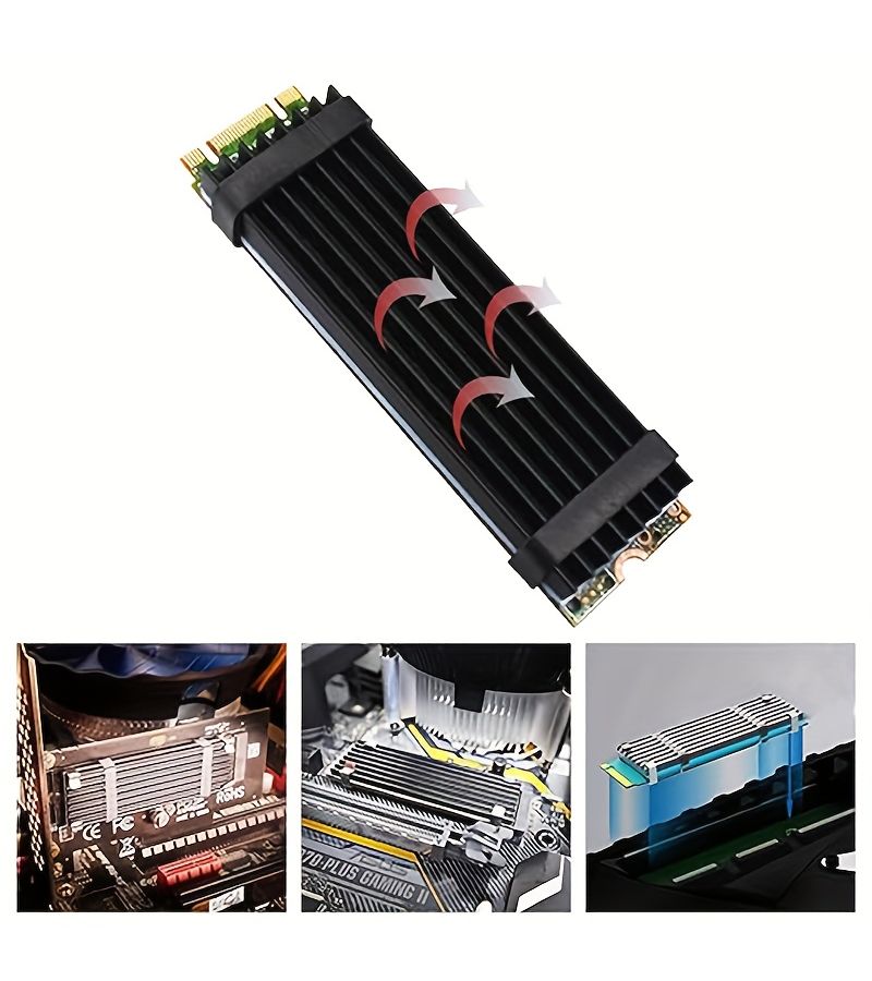 مبدد حراري من الألومنيوم الذهبي لقرص SSD M.2 NVMe 2280 مع وسادة حرارية لأجهزة الكمبيوتر وPS5 - Image 4