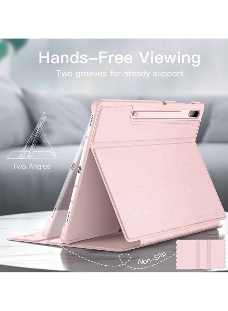 Jetech Case for Samsung Galaxy Tab S8 Plus 2022 / S7 FE 2021 / S7 Plus 2020 12.4-Inch with S Pen Holder, Slim Folio Stand Protective Tablet Cover, Multi-Angle Viewing (Pink Gold) - Image 3